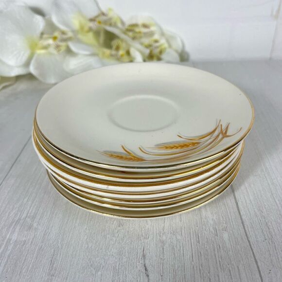 Homer Laughlin Golden Wheat Plates 22k Gold Plates 5-6 inches - Picture 1 of 5